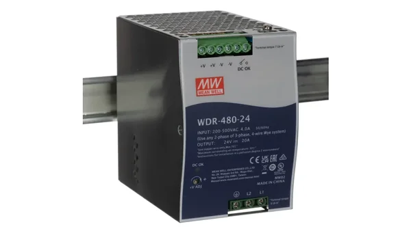 WDR-480-24 : 480W Single O/P DIN Rail Power Supply 24V 20A Mean well by MAX POWER-SHOP WDR-480-24 : 480W Single O/P DIN Rail Power Supply 24V 20A Mean well by MAX POWER-SHOP
