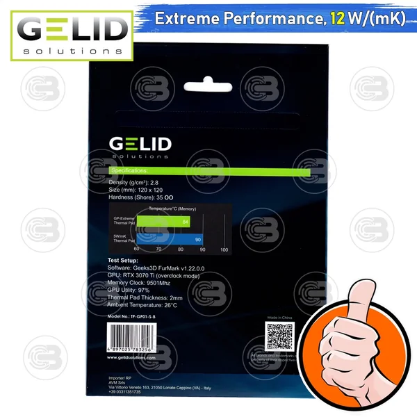 [CoolBlasterThai] GELID GP-EXTREME Thermal Pad 120x120x1.0 mm./12.0 W/mK (TP-GP01-S-B) image 2